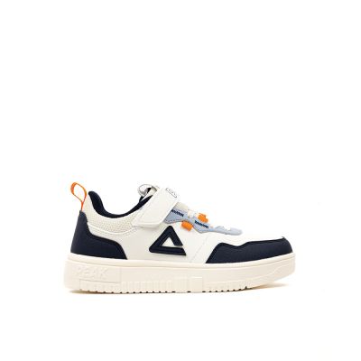 BASKET PEAK GARÇON CUIR BLANC BLEU